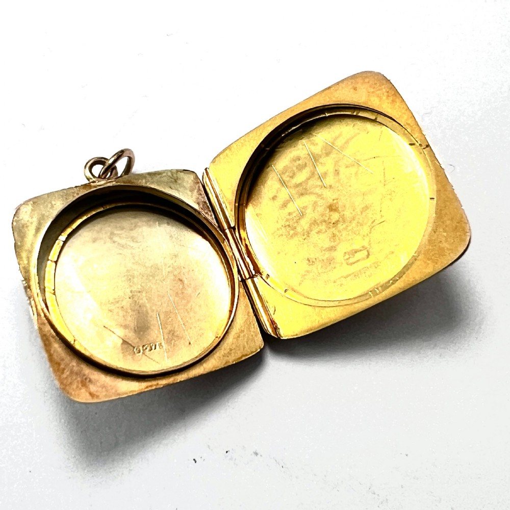 Edwardian Solid 9CT Gold Square Locket Pendant View II