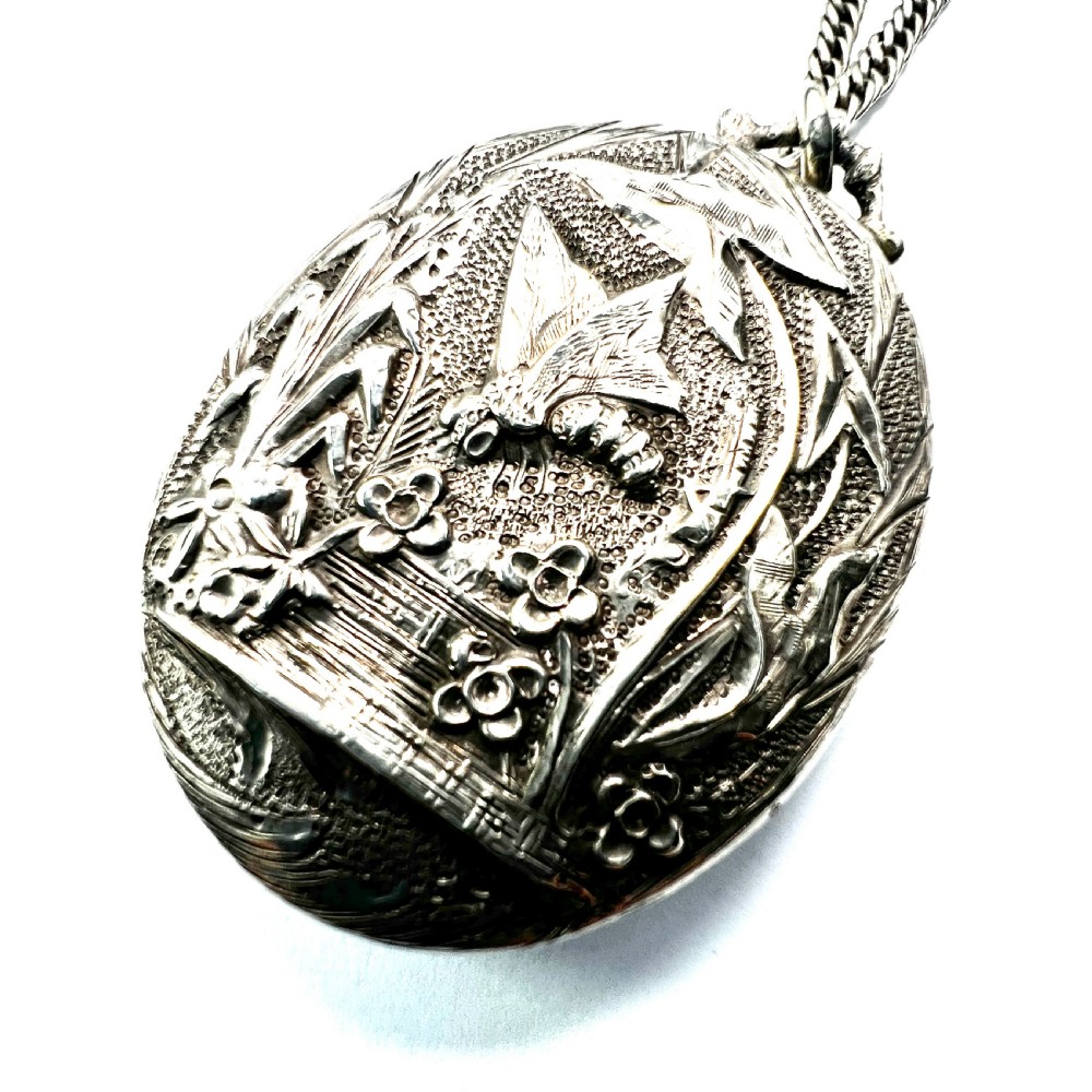 1882 Victorian Silver Dragonfly Locket Necklace View V