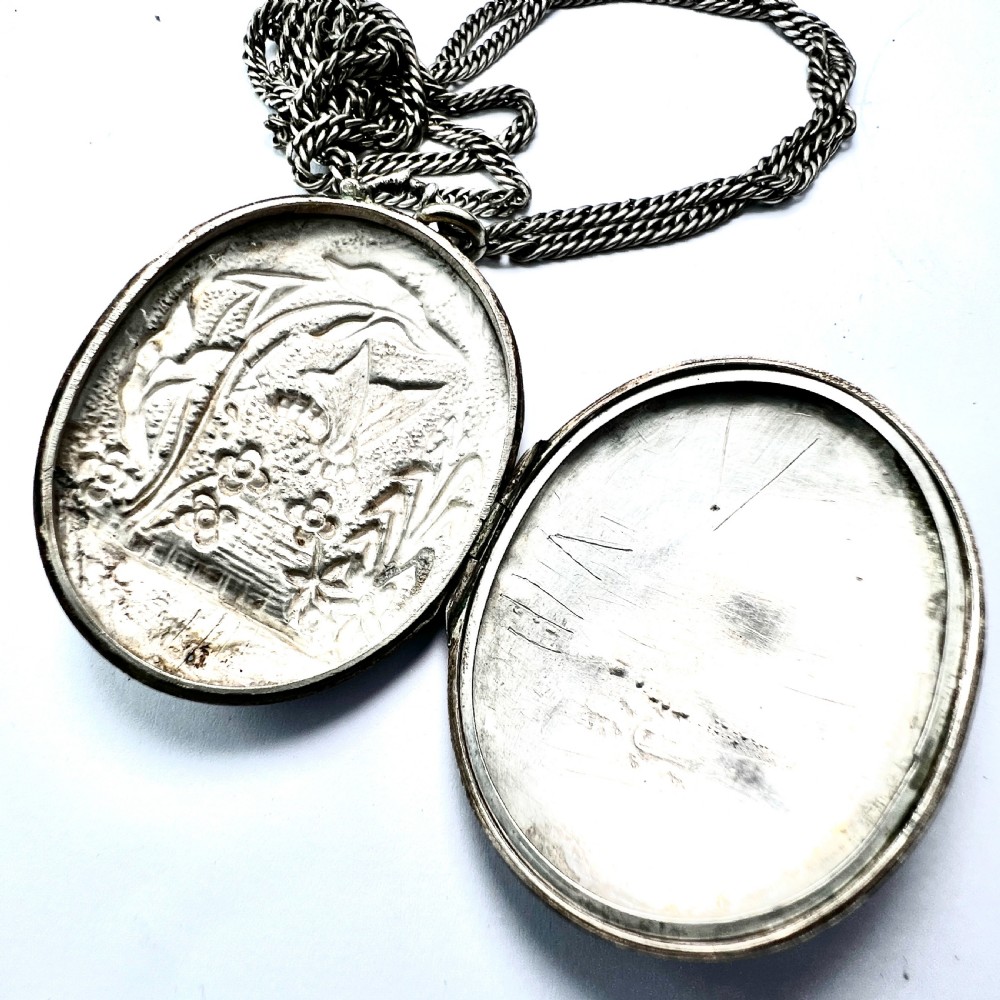 1882 Victorian Silver Dragonfly Locket Necklace View VIII