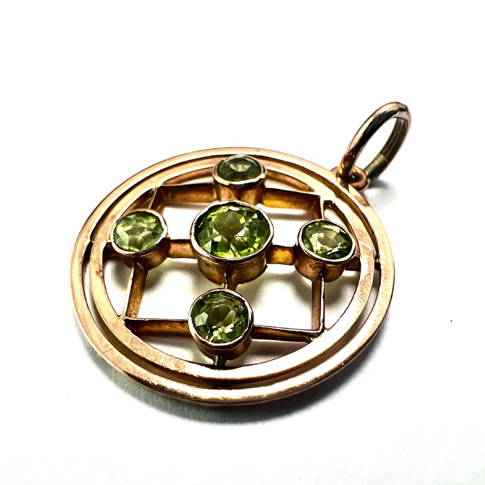 Edwardian 9CT Gold Peridot Pendant