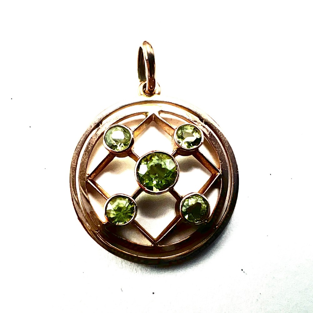 Edwardian 9CT Gold Peridot Pendant View II
