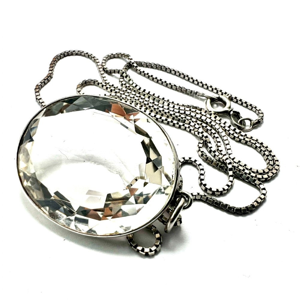 Arts and Crafts Rock Crystal Silver Pendant