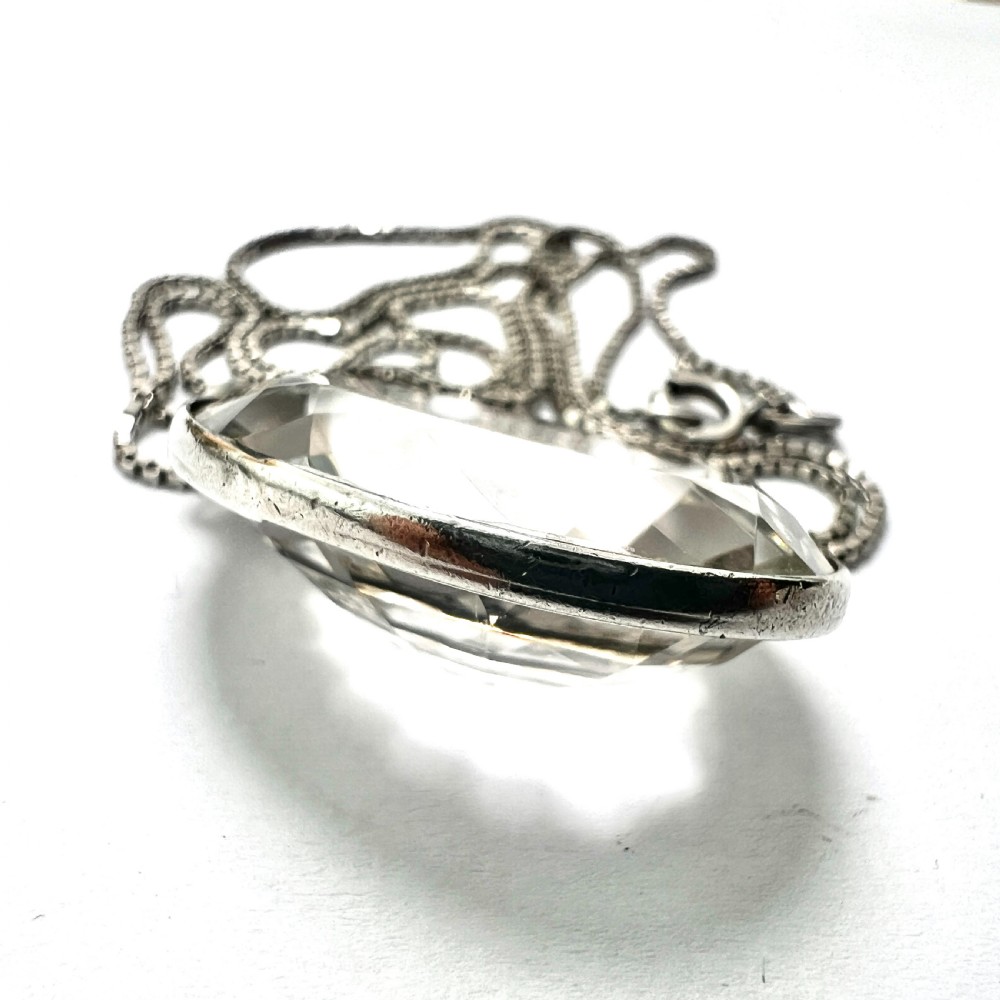 Arts and Crafts Rock Crystal Silver Pendant View III
