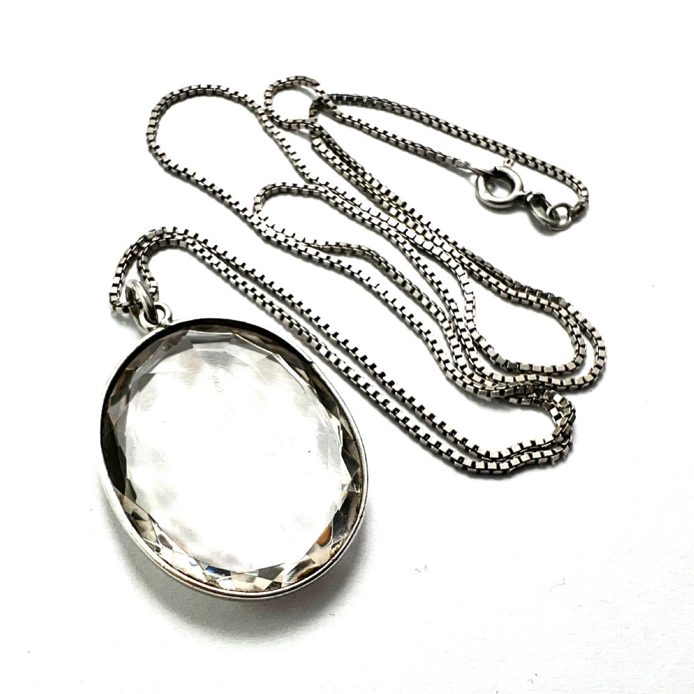 Arts and Crafts Rock Crystal Silver Pendant View IV