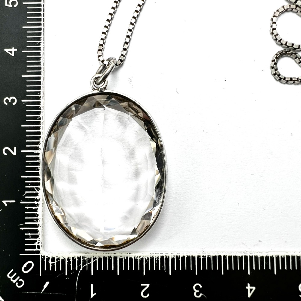 Arts and Crafts Rock Crystal Silver Pendant View V