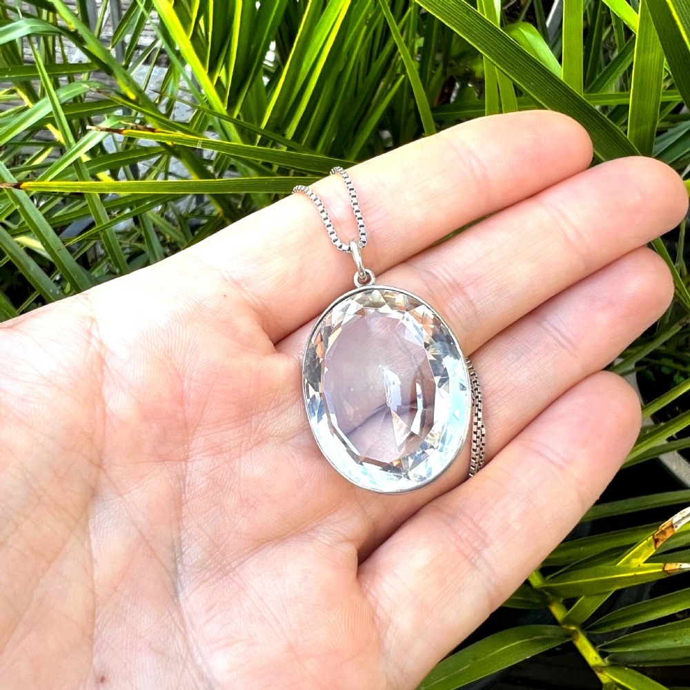 Arts and Crafts Rock Crystal Silver Pendant View VII