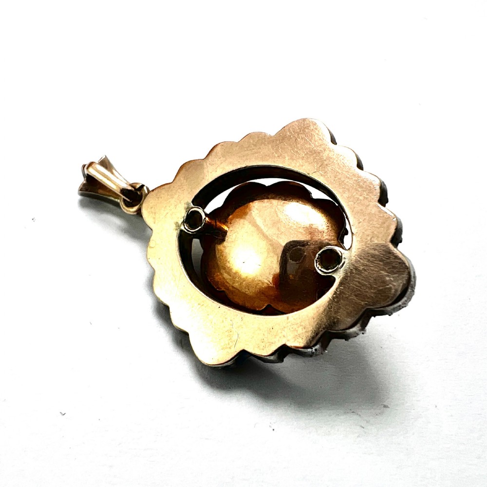 Victorian Turquoise Silver and Gold Paste Pendant View IV