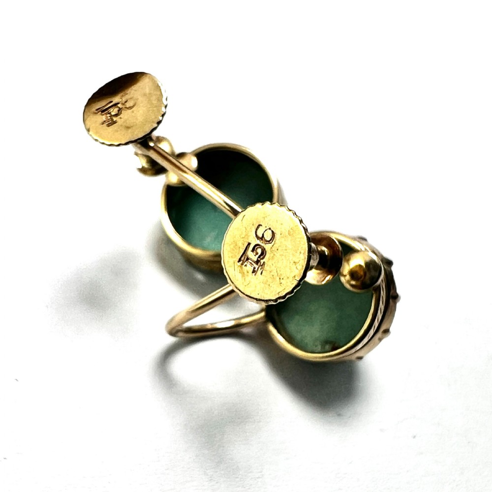 Antique Turquoise 9CT Gold Screw Back Earrings View V