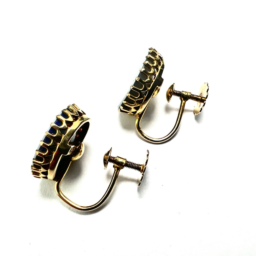 Antique 9CT Gold Opal Doublet Screwback Earrings View IV