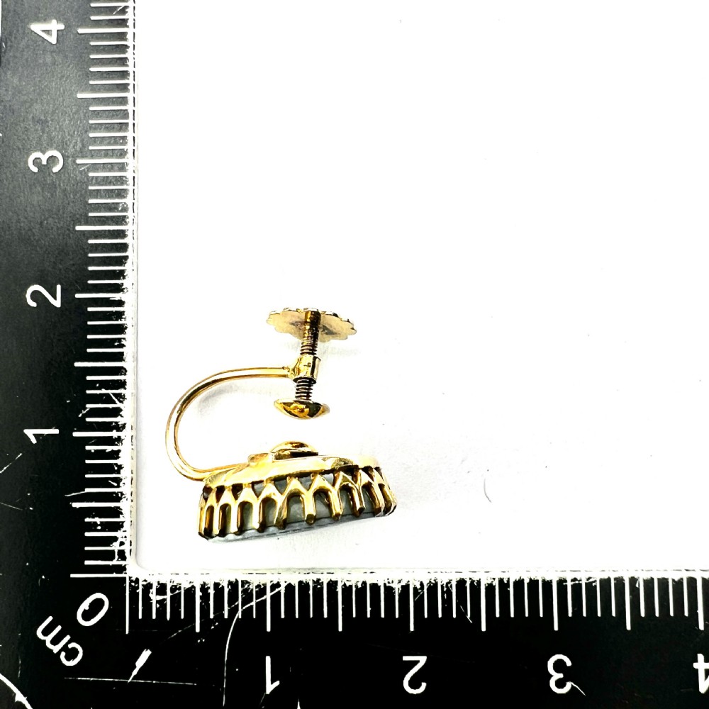 Antique 9CT Gold Opal Doublet Screwback Earrings View V
