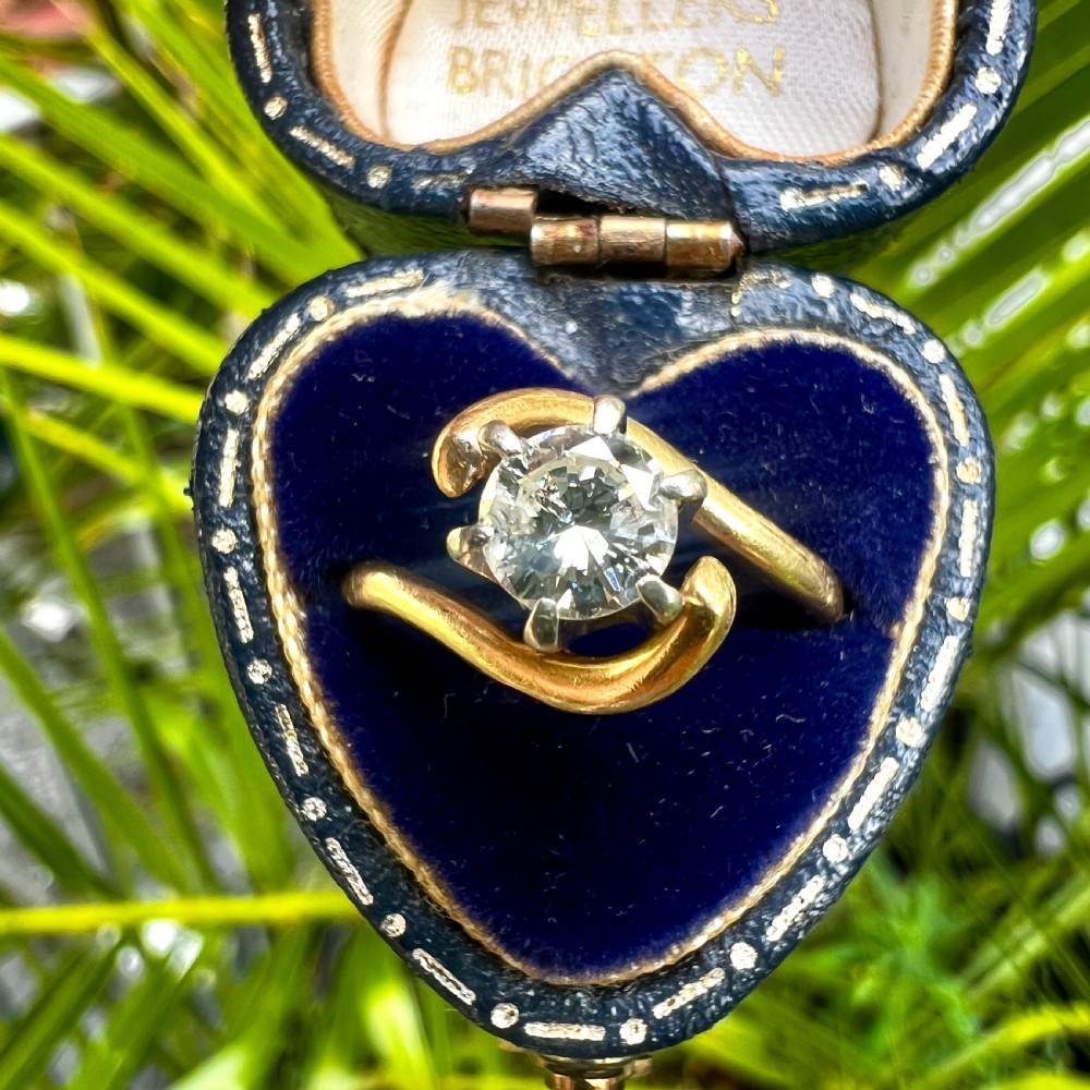 Vintage 18CT Gold Diamond Solitaire Engagement Ring View IX