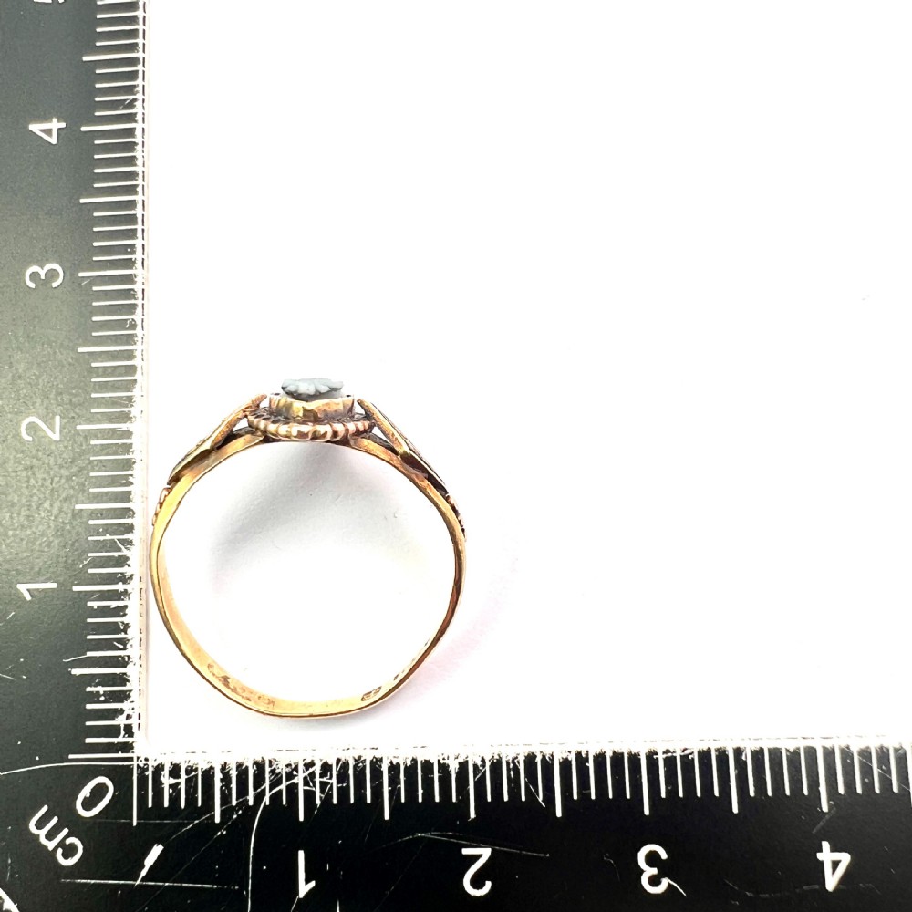 Victorian 18CT Gold Sardonyx and Pearl Memorial Ring View VI