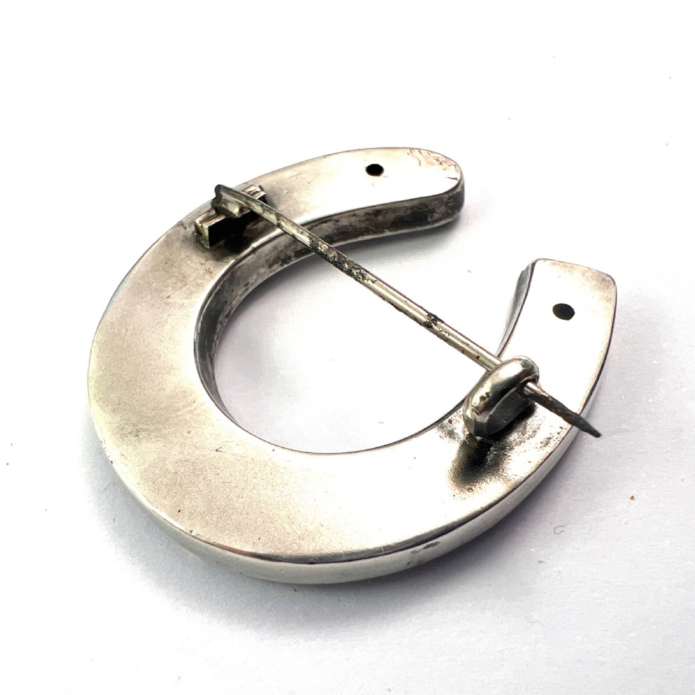 Large Victorian Silver Lucky Horseshoe Brooch View VI