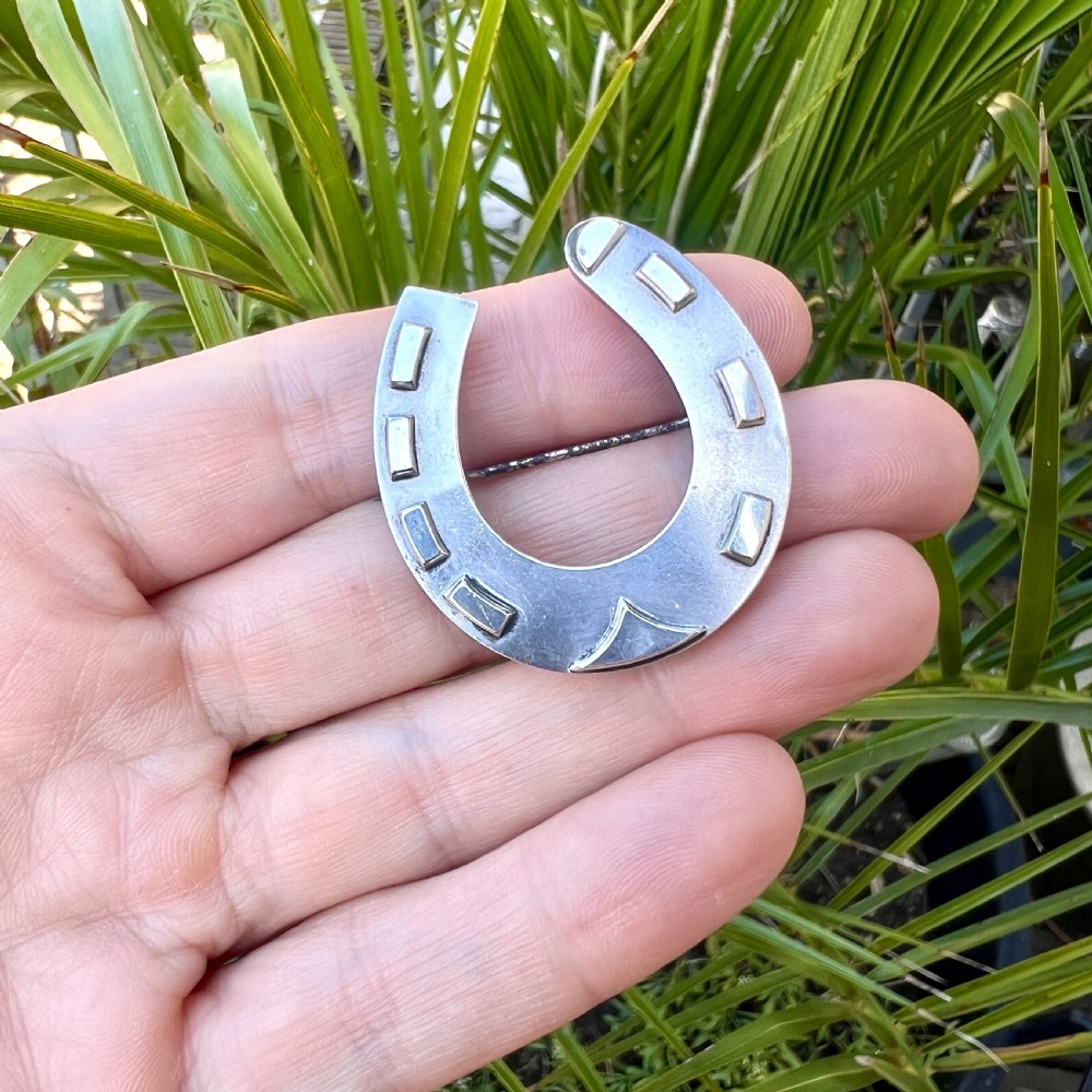 Large Victorian Silver Lucky Horseshoe Brooch View VIII
