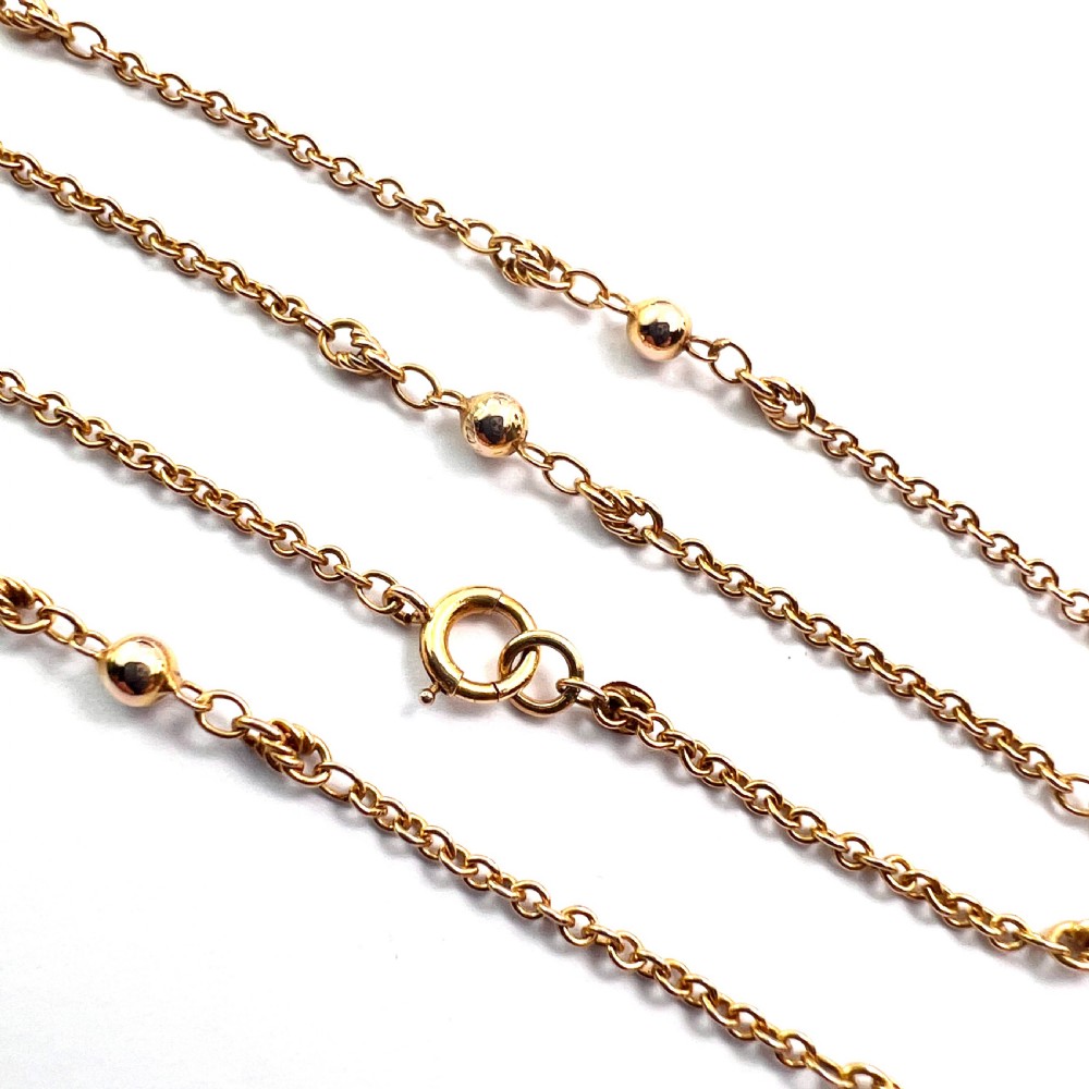Antique 9CT Gold Fancy Station Chain Necklace View II
