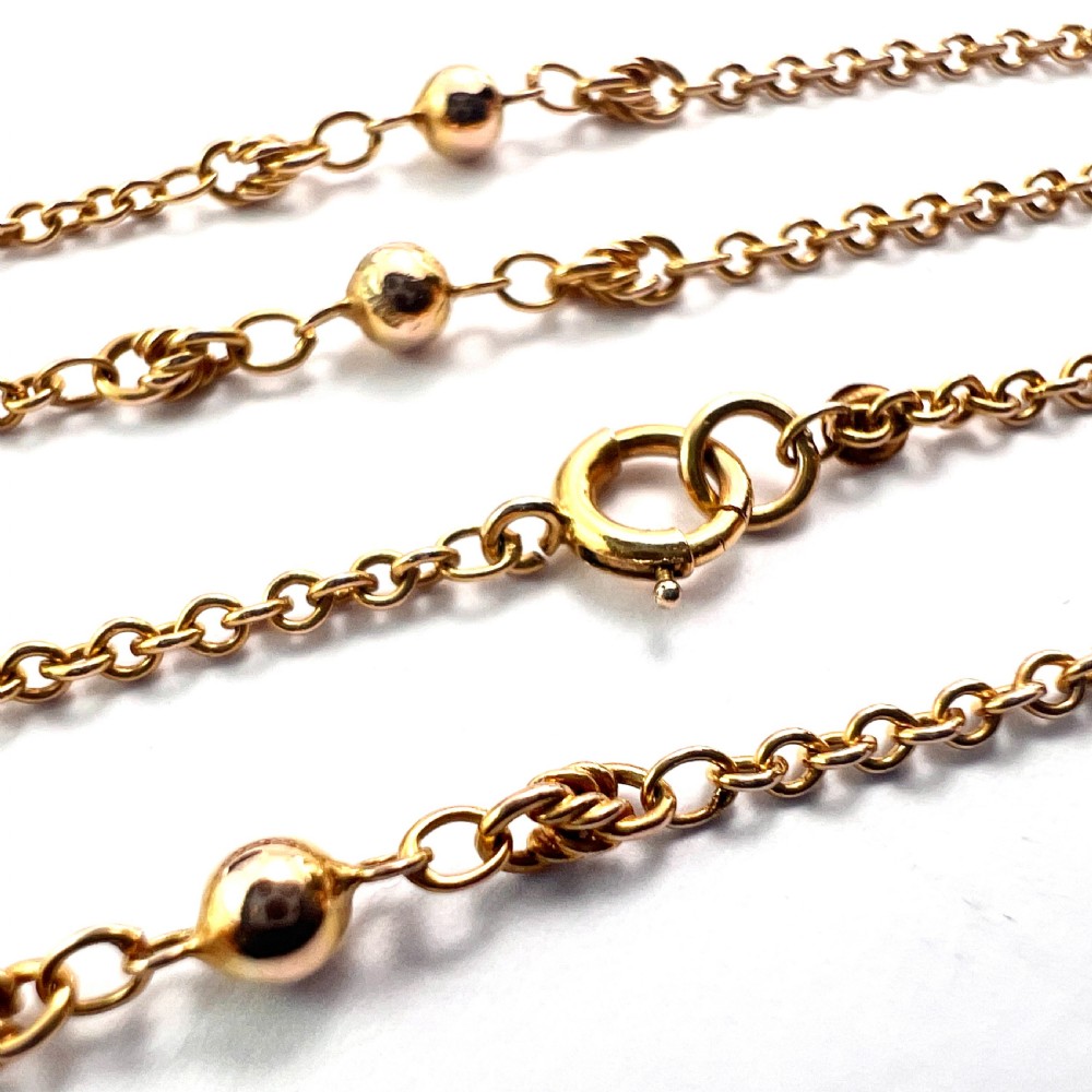 Antique 9CT Gold Fancy Station Chain Necklace View III