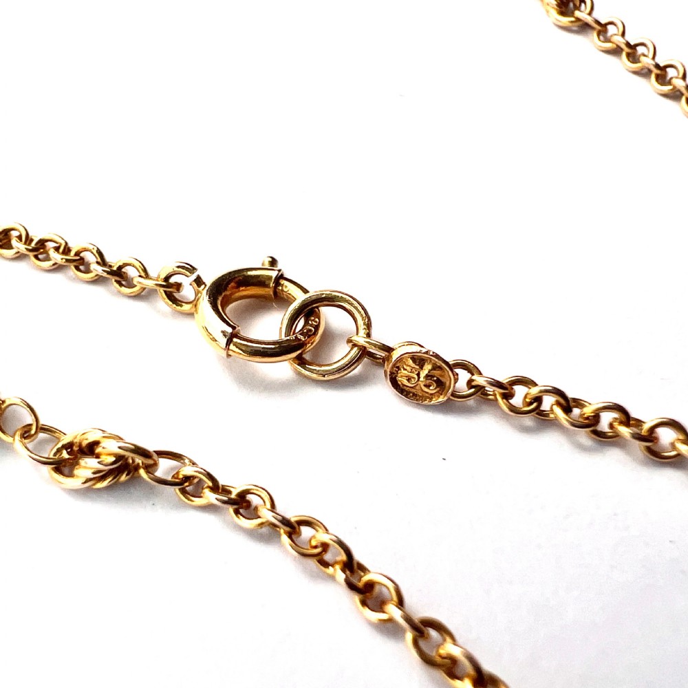 Antique 9CT Gold Fancy Station Chain Necklace View IV