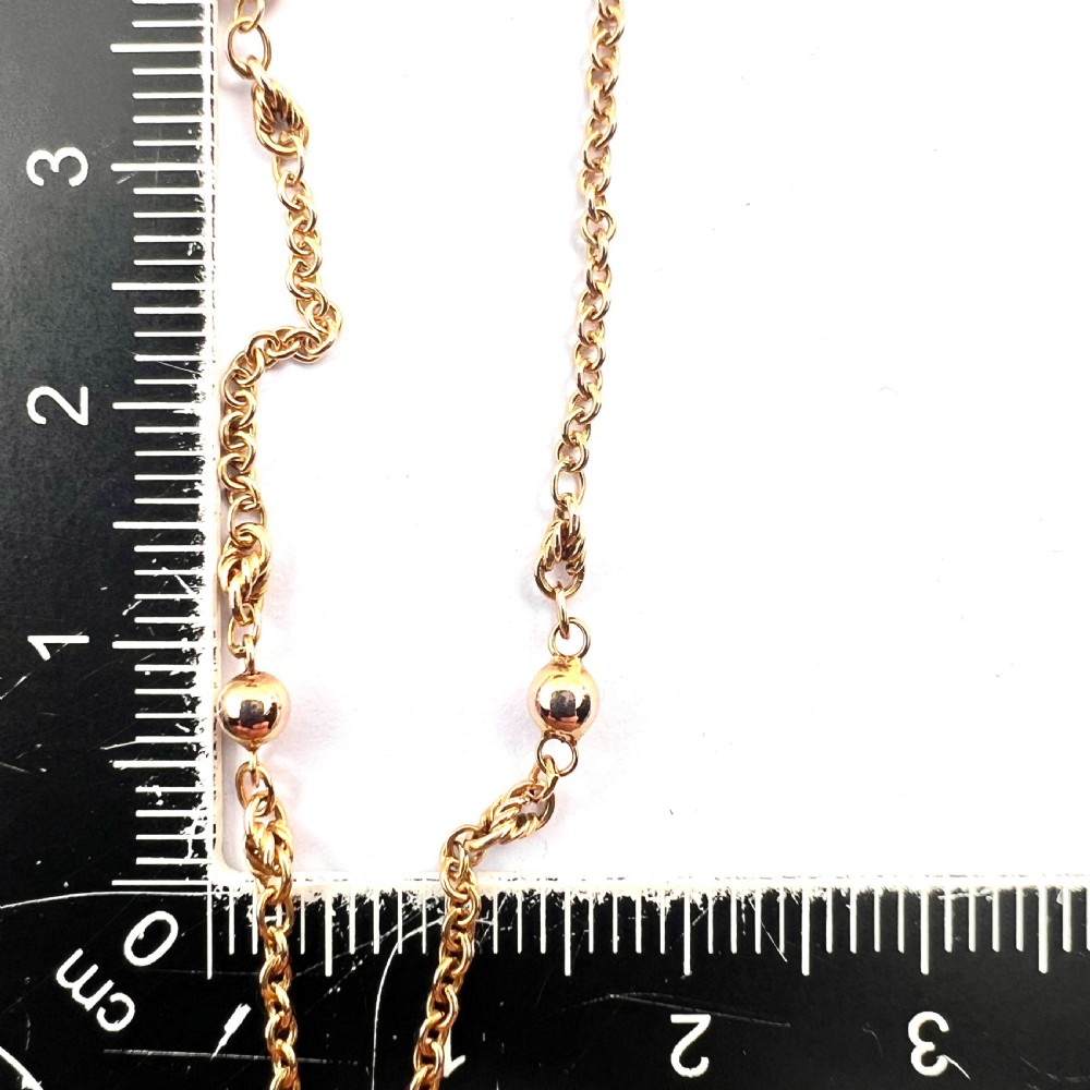 Antique 9CT Gold Fancy Station Chain Necklace View V
