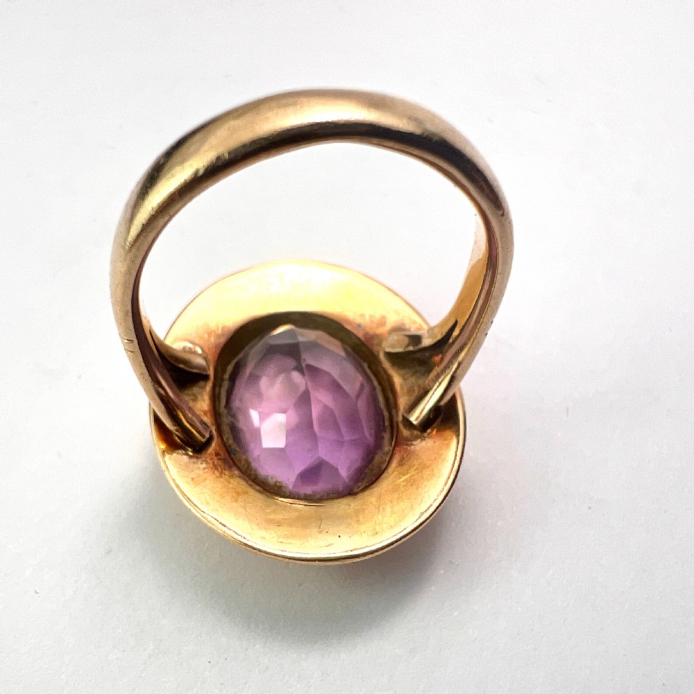 Large Vintage Victorian Style 9CT Gold Amethyst Ring View IV