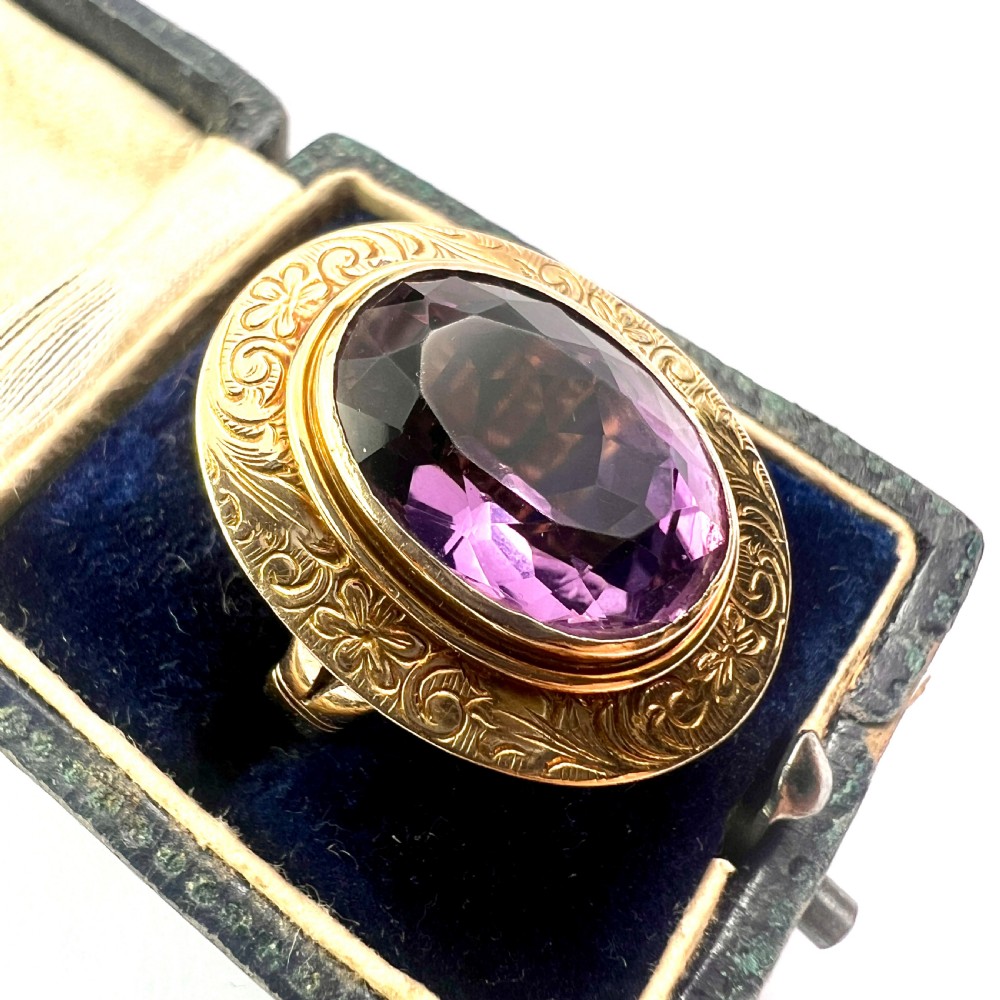 Large Vintage Victorian Style 9CT Gold Amethyst Ring View VIII