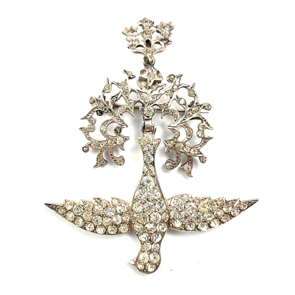 Antique French Silver Paste Saint Esprit Dove Pendant/Brooch