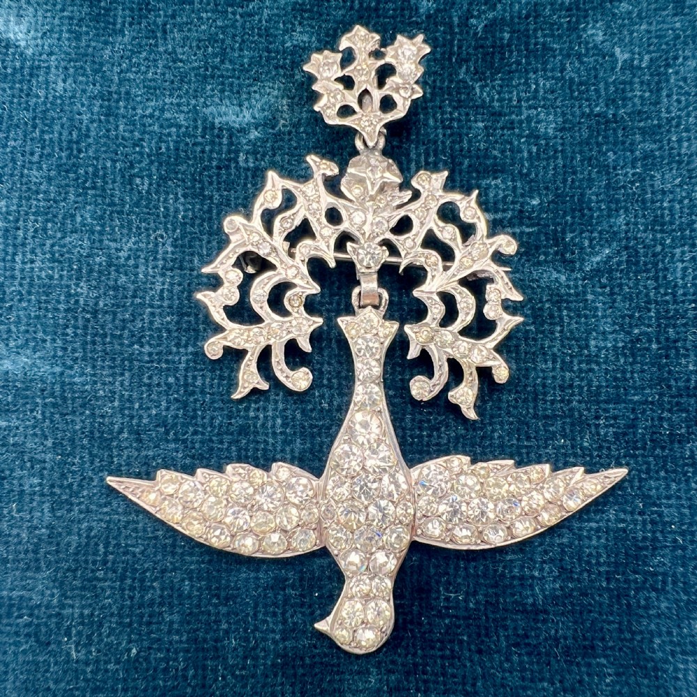 Antique French Silver Paste Saint Esprit Dove Pendant/Brooch View III