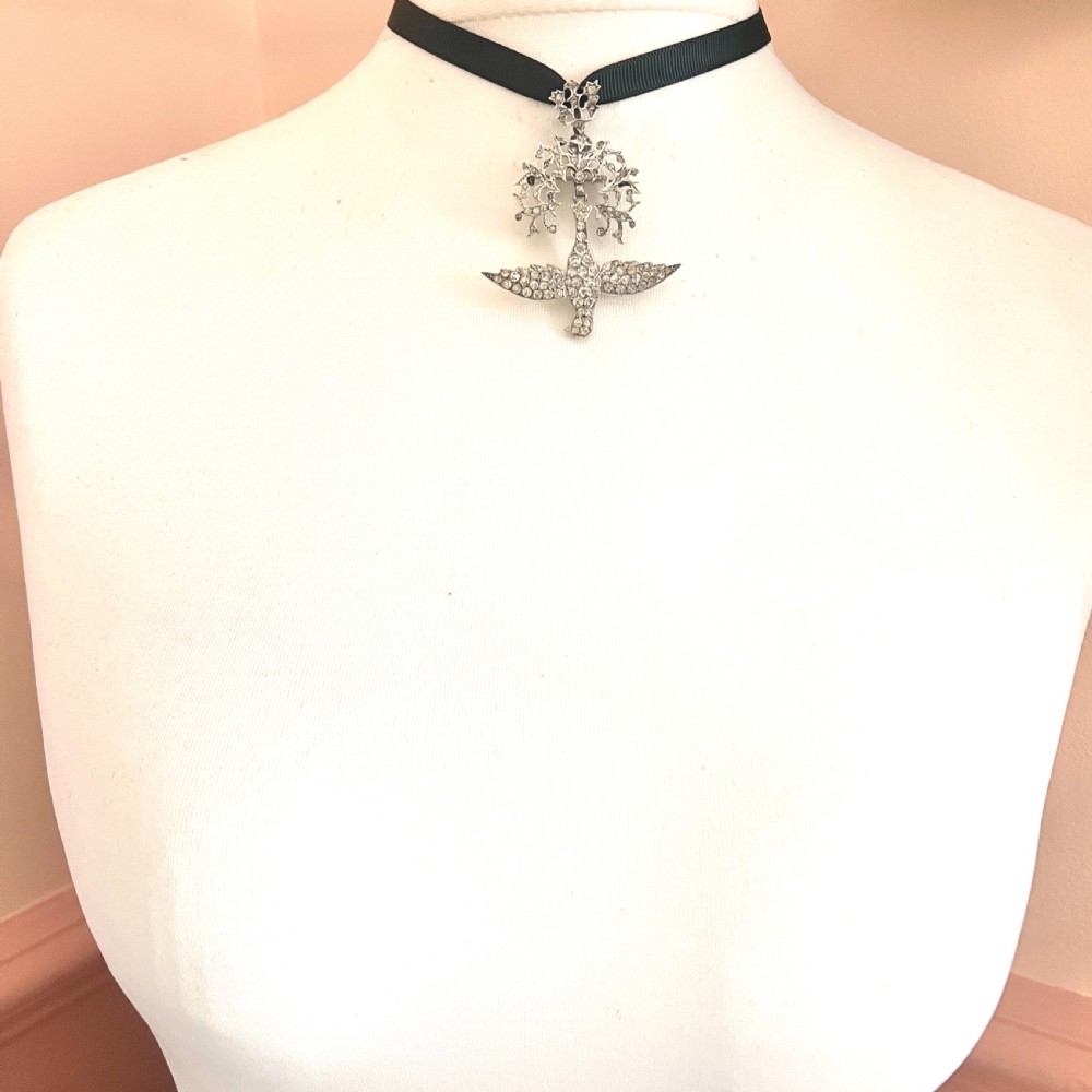 Antique French Silver Paste Saint Esprit Dove Pendant/Brooch View VI