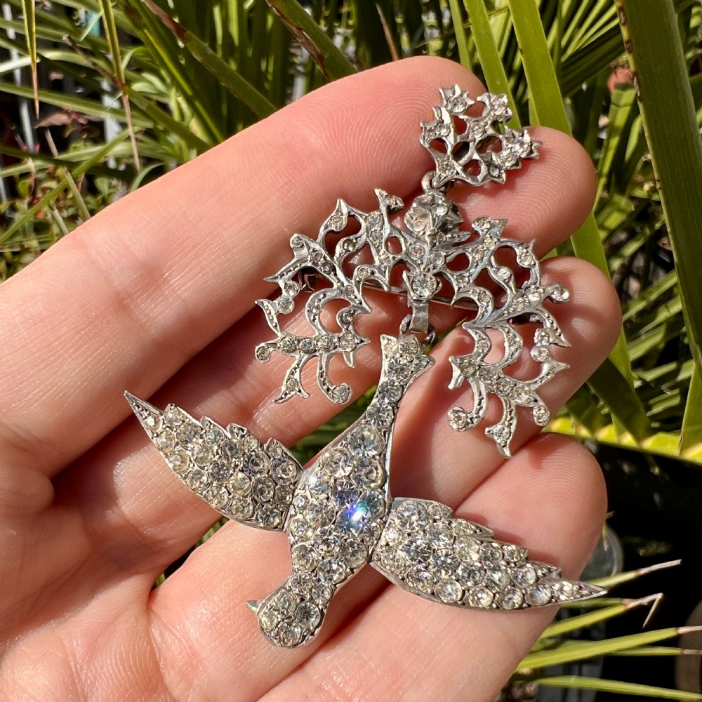 Antique French Silver Paste Saint Esprit Dove Pendant/Brooch View VII