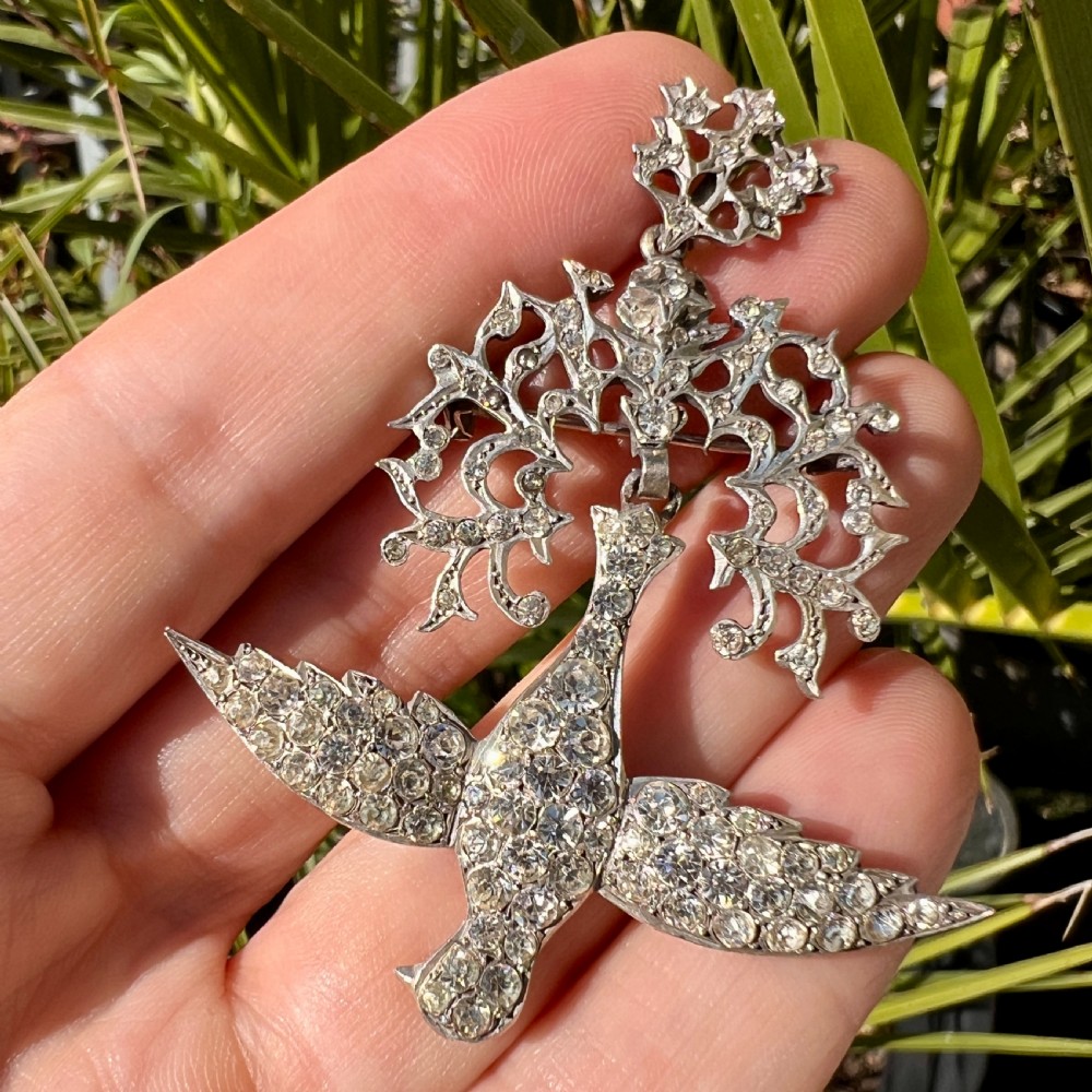 Antique French Silver Paste Saint Esprit Dove Pendant/Brooch View VIII