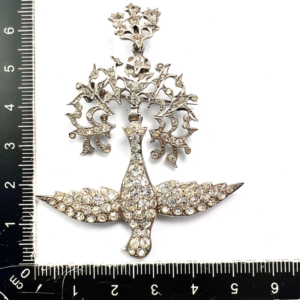 Antique French Silver Paste Saint Esprit Dove Pendant/Brooch View IX