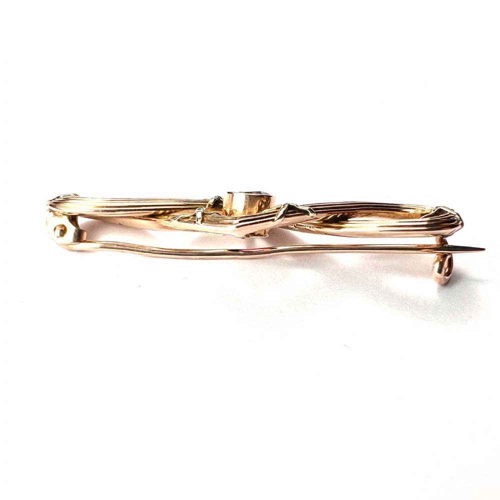 Edwardian 9CT Gold Garnet Brooch View IV