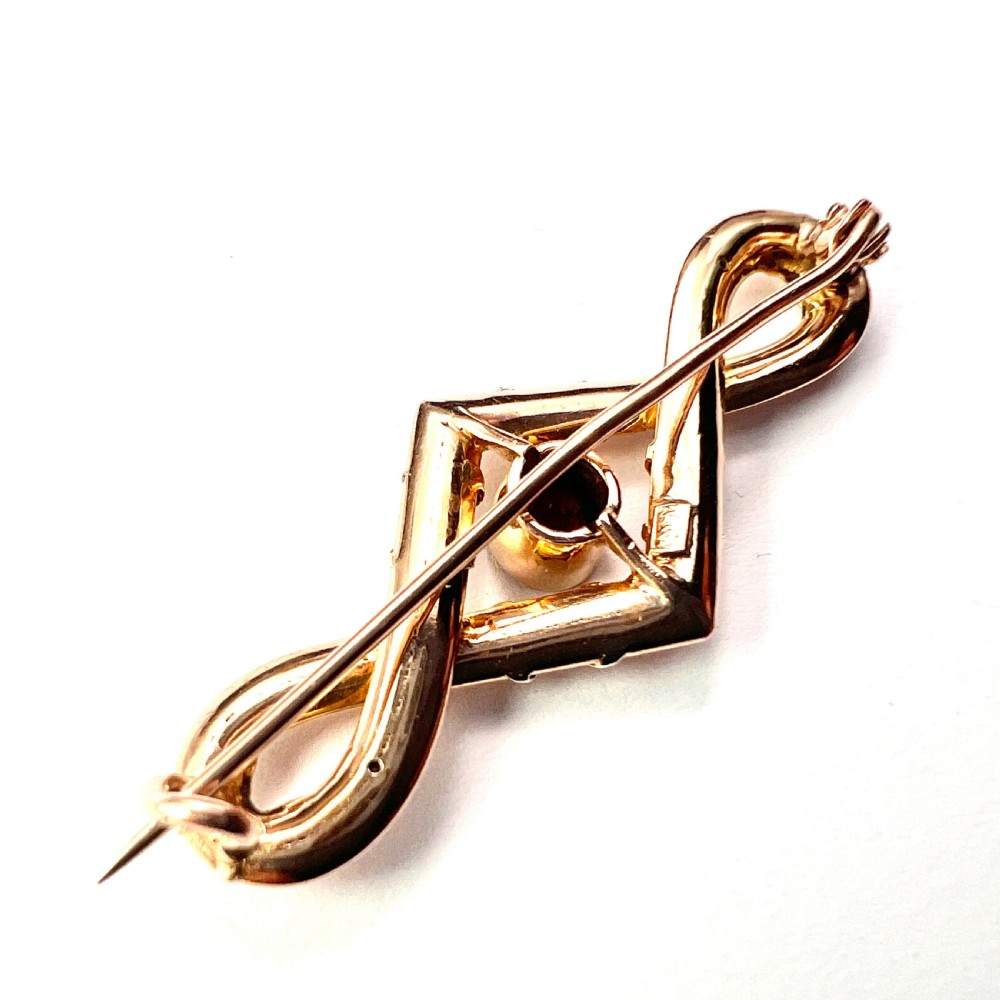 Edwardian 9CT Gold Garnet Brooch View V