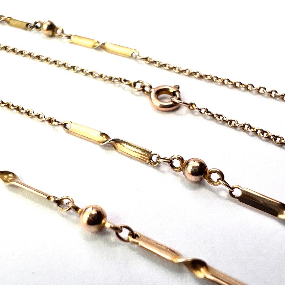 Edwardian 9CT Gold Fancy Link Necklace View III