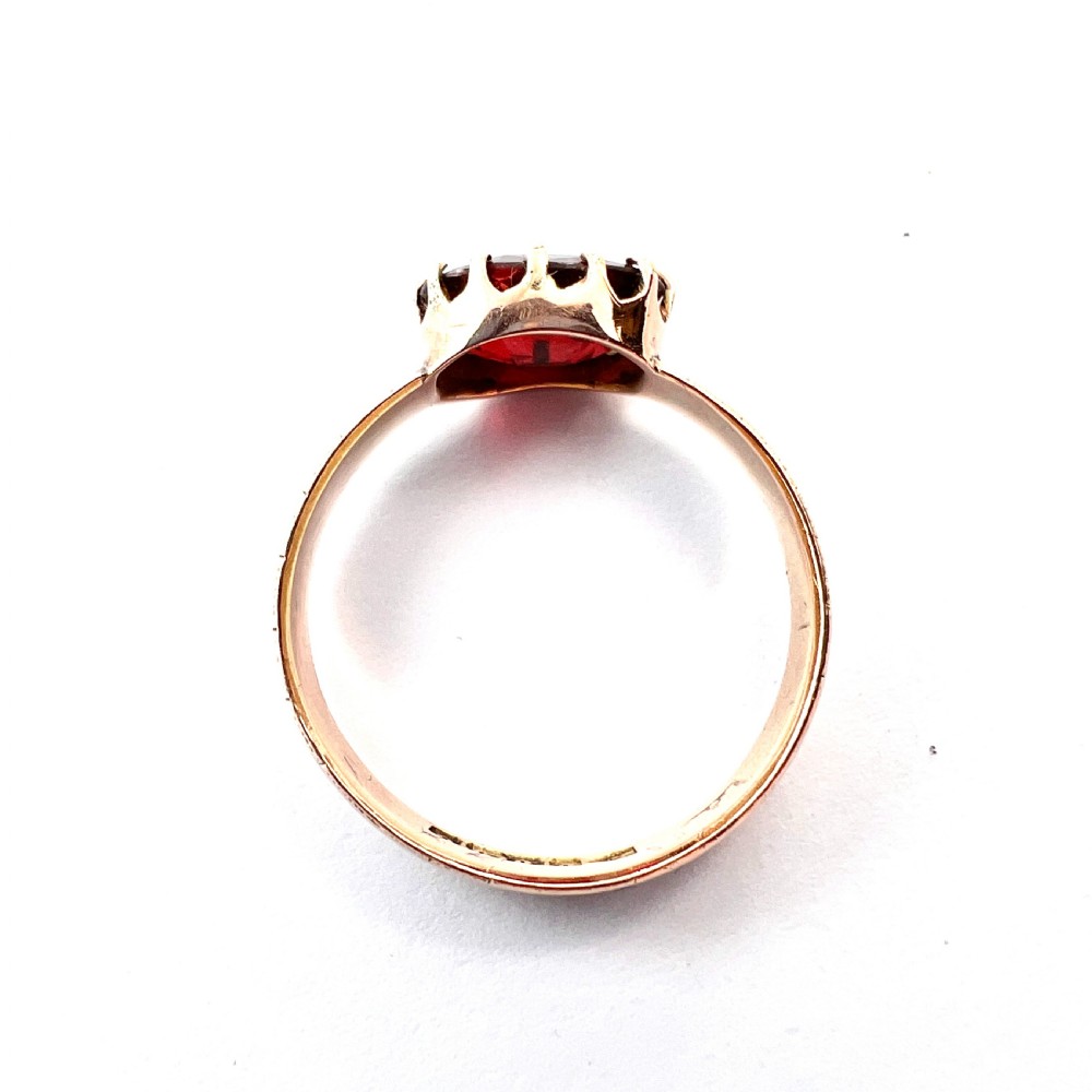Antique 9CT Gold Garnet Solitaire Ring View VII