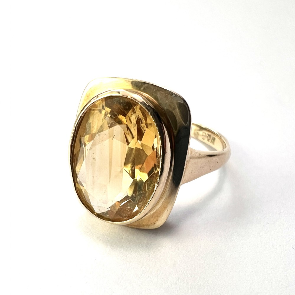 1963 Vintage 9CT Gold Citrine Ring