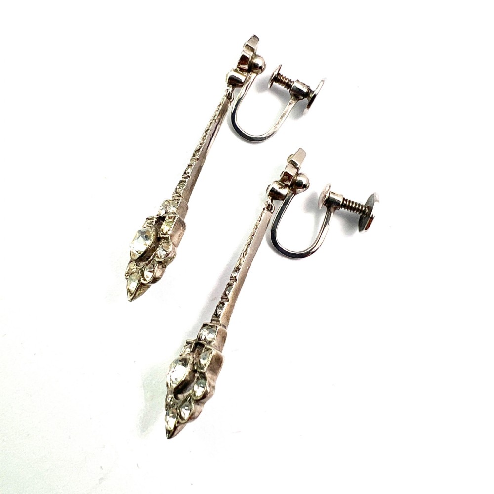 Art Deco Sterling Silver Paste Screwback Earrings by CIRO SCP View III