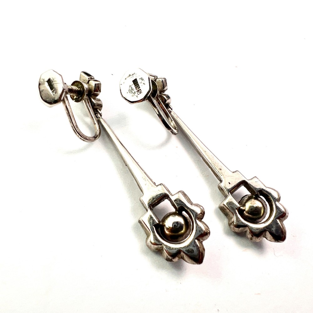 Art Deco Sterling Silver Paste Screwback Earrings by CIRO SCP View IV