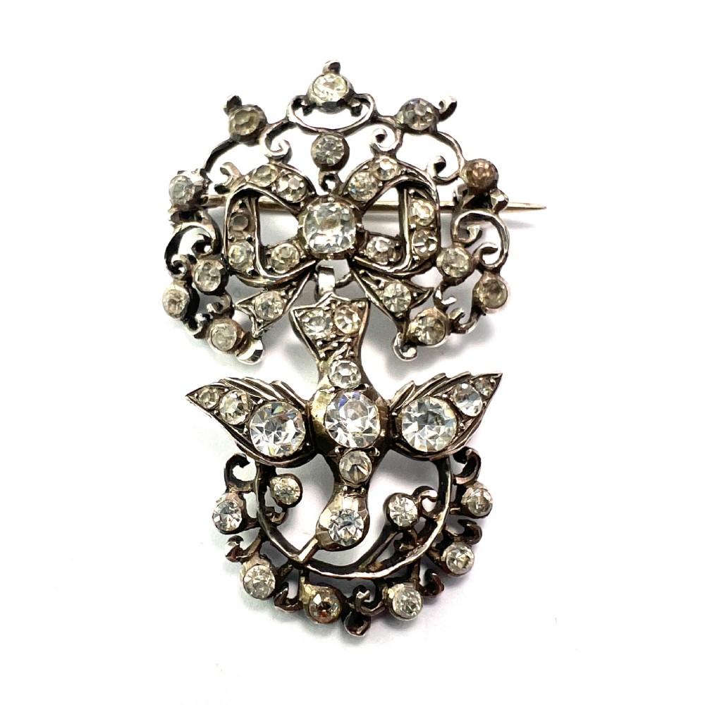 Georgian Silver Dove Paste Saint Esprit Brooch