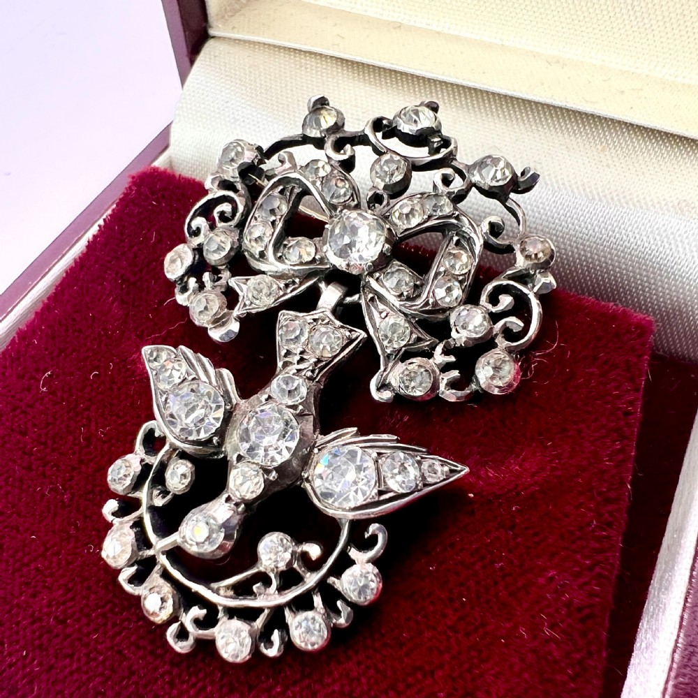 Georgian Silver Dove Paste Saint Esprit Brooch View III