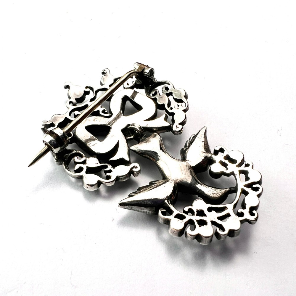Georgian Silver Dove Paste Saint Esprit Brooch View VII