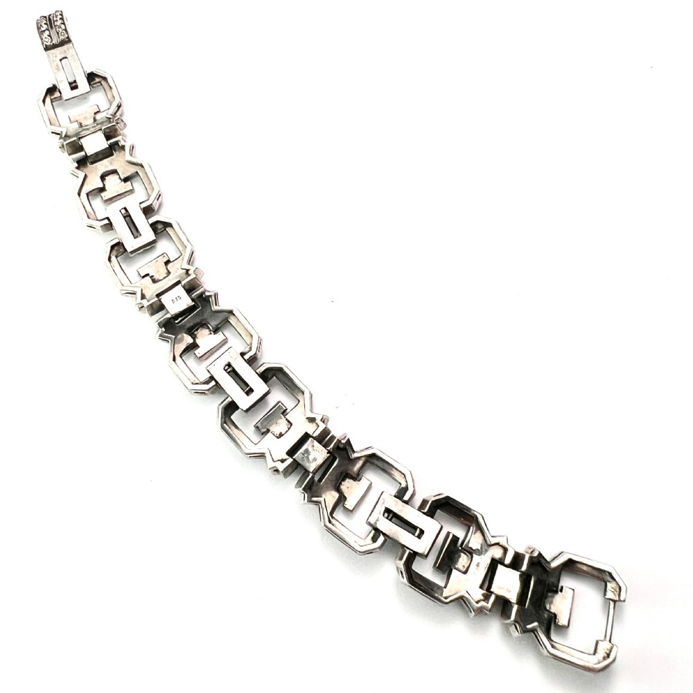 Chunky Art Deco Silver Paste Bracelet View IV
