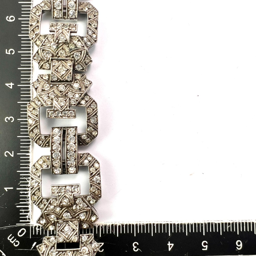 Chunky Art Deco Silver Paste Bracelet View V