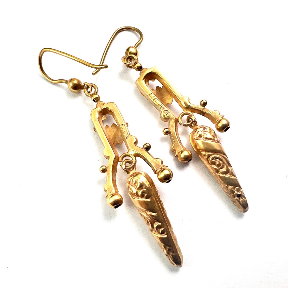 Edwardian c.1913 Gold Articulated Drop Earrings View V