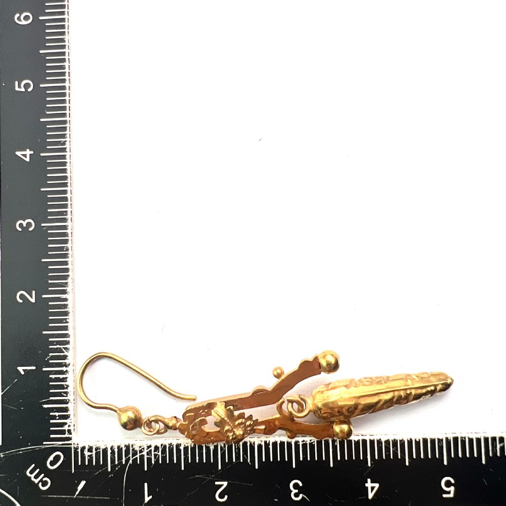 Edwardian c.1913 Gold Articulated Drop Earrings View VII