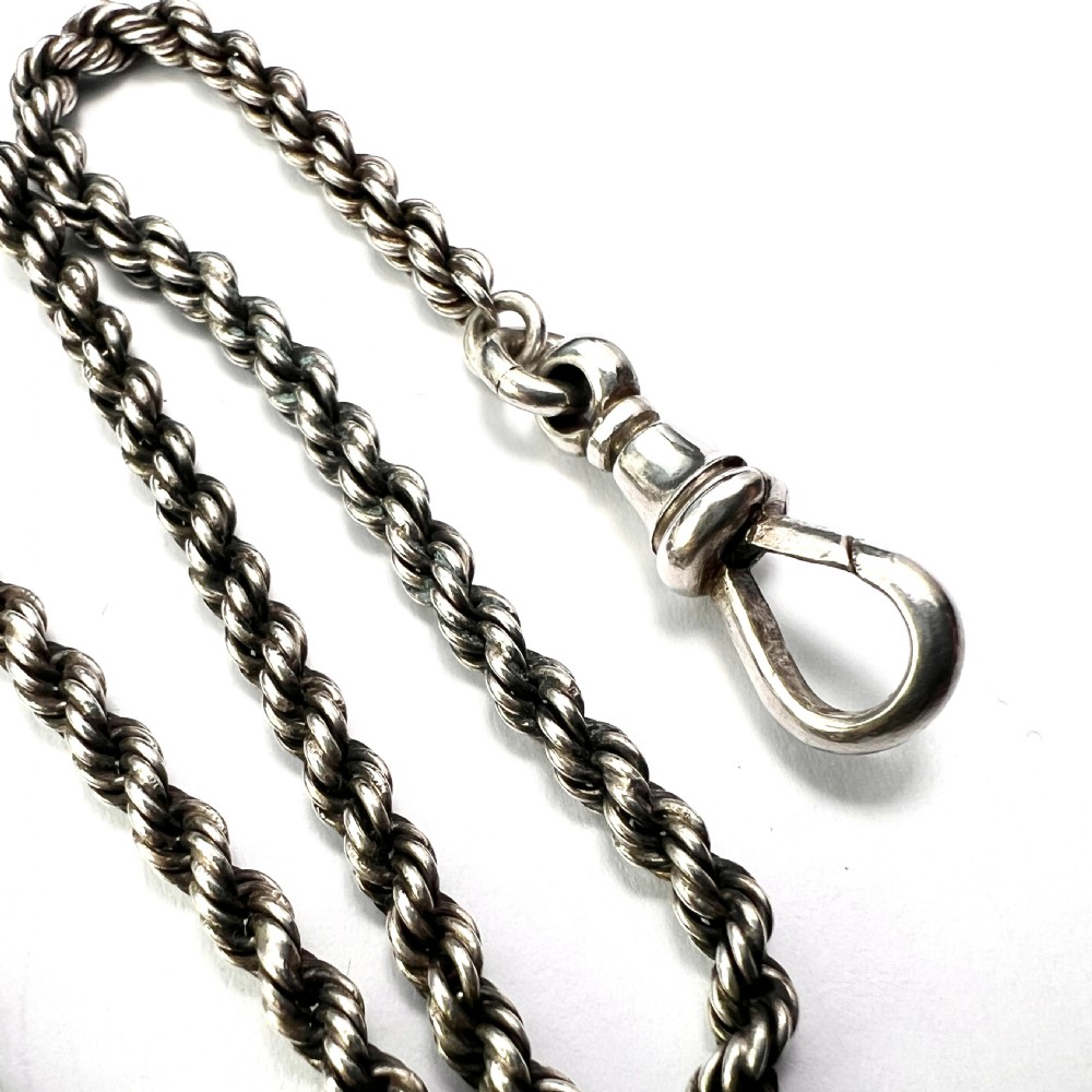 Antique Silver Tassel Watch Chain Bracelet with Albert Dog Clip View VII