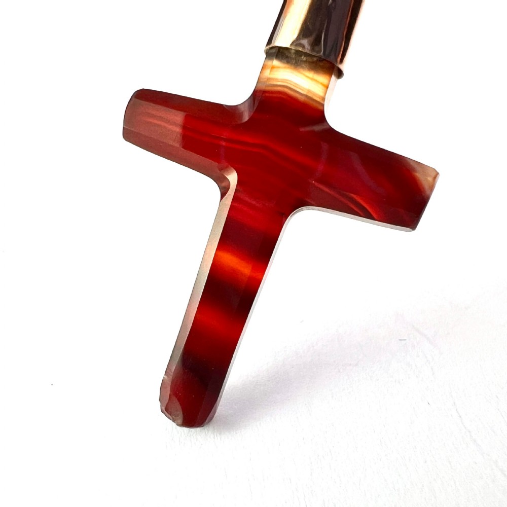 Victorian Gold Carved Agate Cross Pendant View VIII