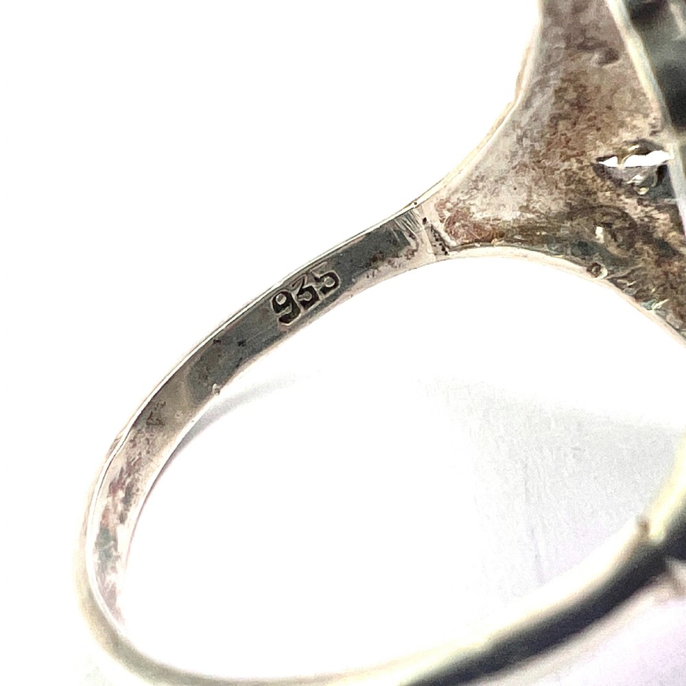 1930s Amethyst Marcasite Silver Cocktail Ring View IV