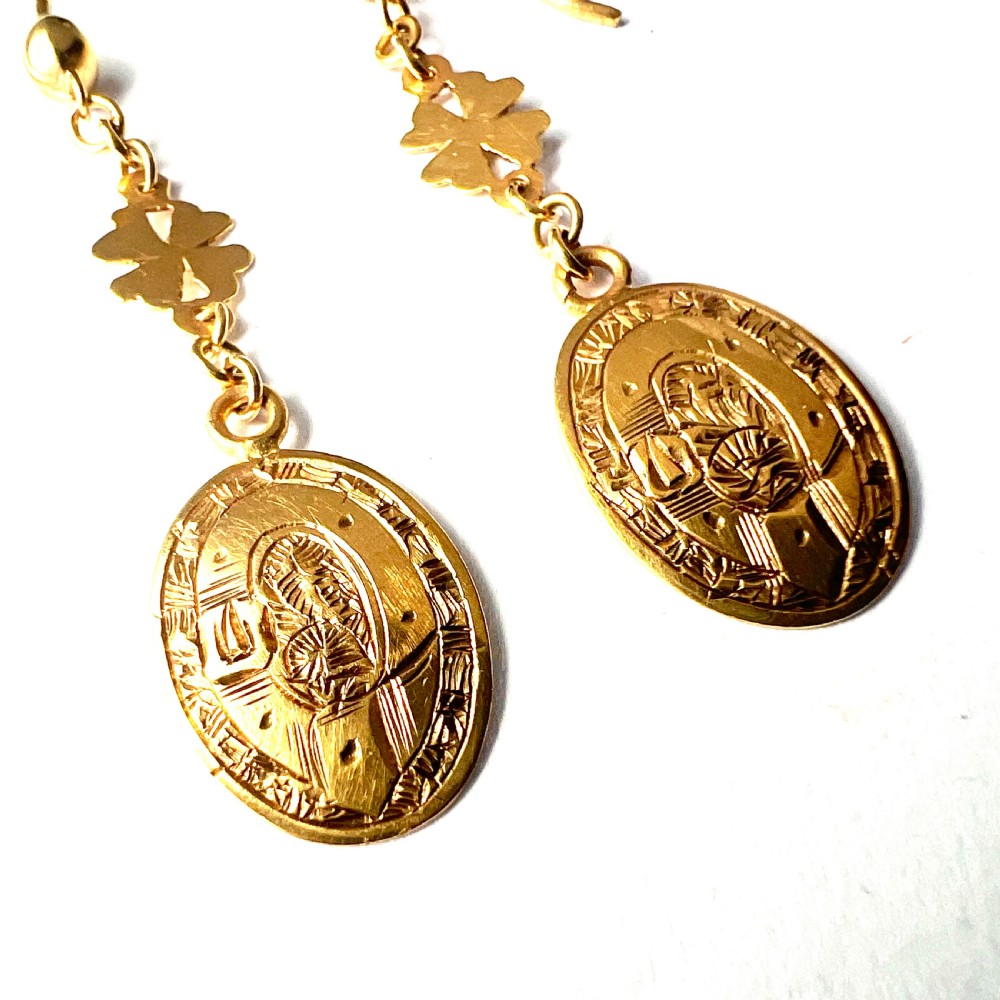  Victorian Pretty 9CT Gold Buckle and Lucky Shamrock Earrings View III