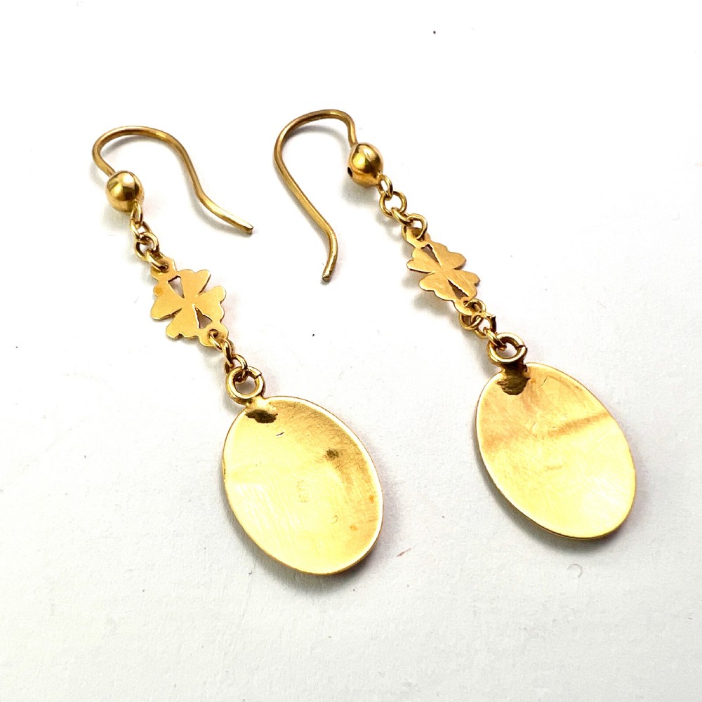  Victorian Pretty 9CT Gold Buckle and Lucky Shamrock Earrings View IV