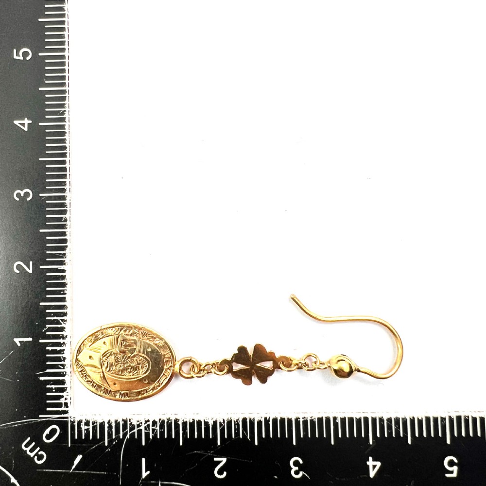  Victorian Pretty 9CT Gold Buckle and Lucky Shamrock Earrings View V